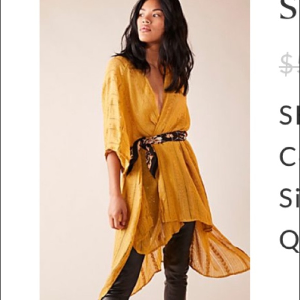 NWT Free People Sequin Kimono in Gold